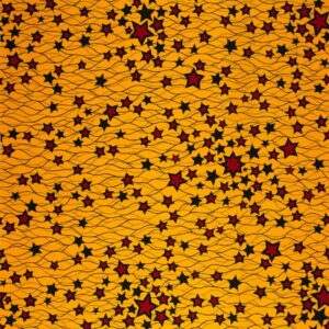 tissu wax motif les petites étoiles de couleur rouge sur fond jaune