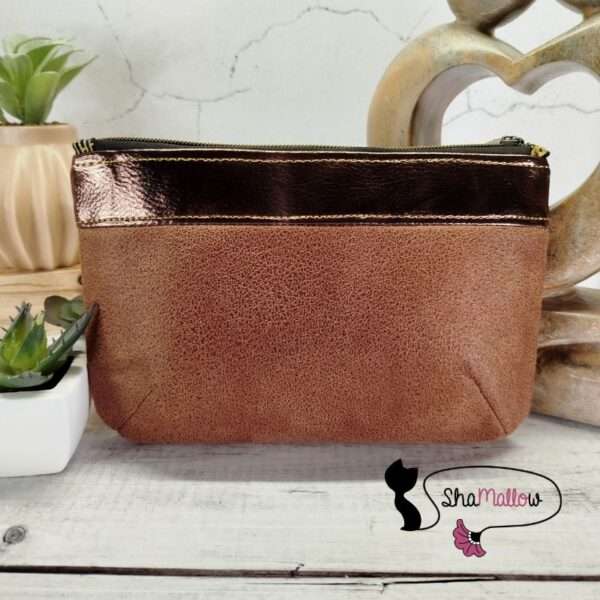 Pochette Okala en tissu wax feuillage vert & similicuir bronze – Image 6