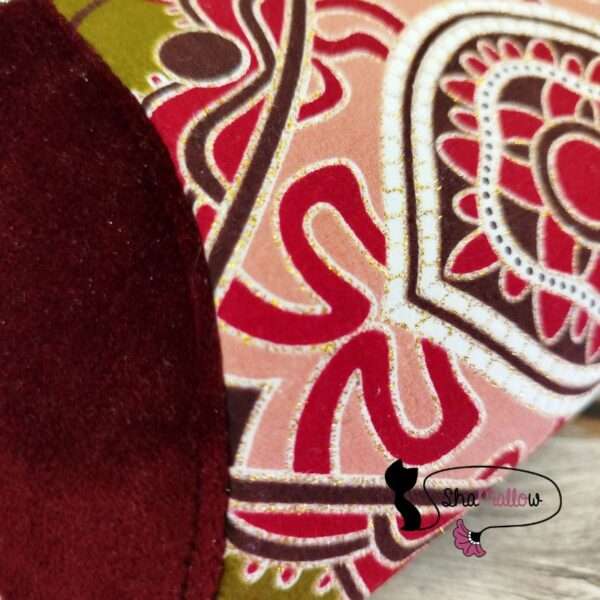 Pochette Okala velours bordeaux et wax pailleté rose antique kaki – Image 6