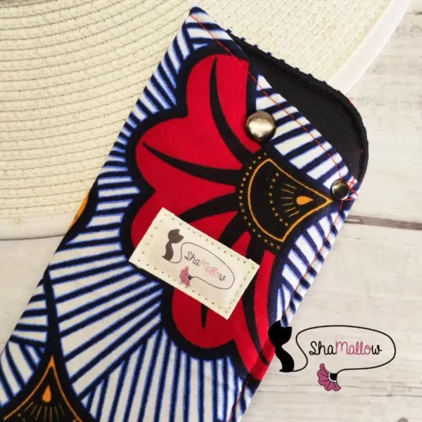 Etui à lunettes en wax fleur de mariage jaune et rouge – Image 2