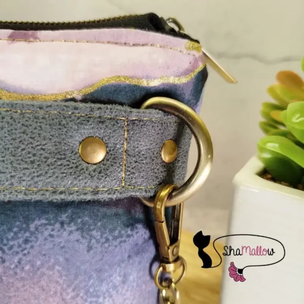 Sac bandoulière marbré gris et rose avec dorure – Image 8