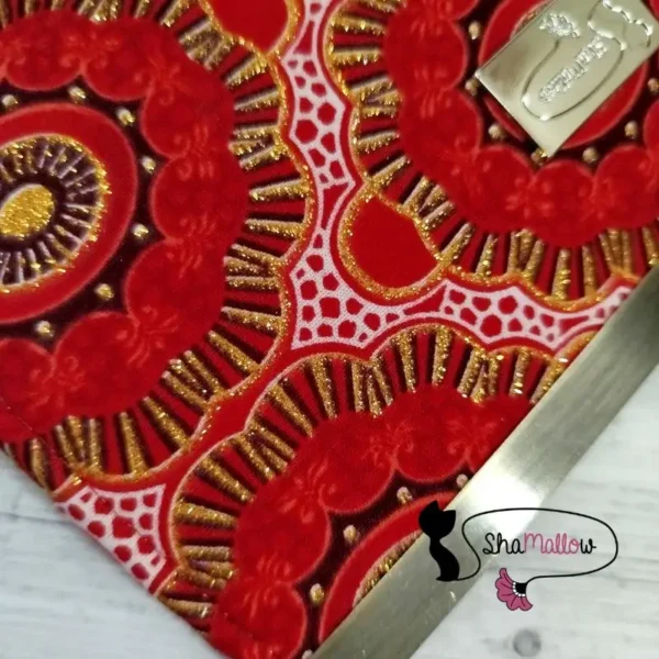 Portefeuille en wax rouge oriental et doré – Image 4