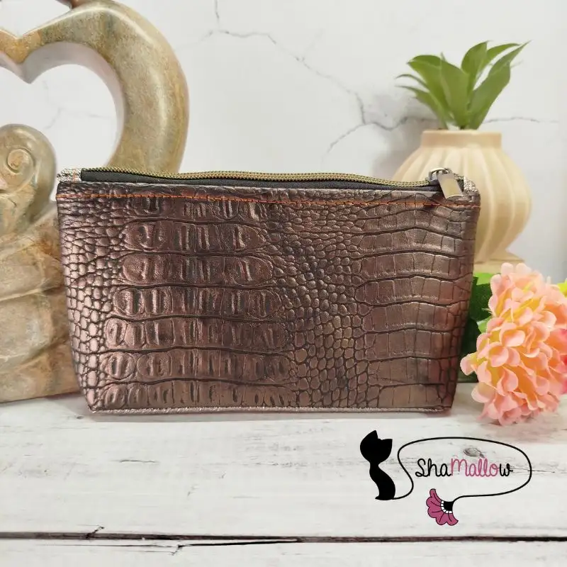 Trousse Elise - similicuir crocodile marron bronze – Image 6