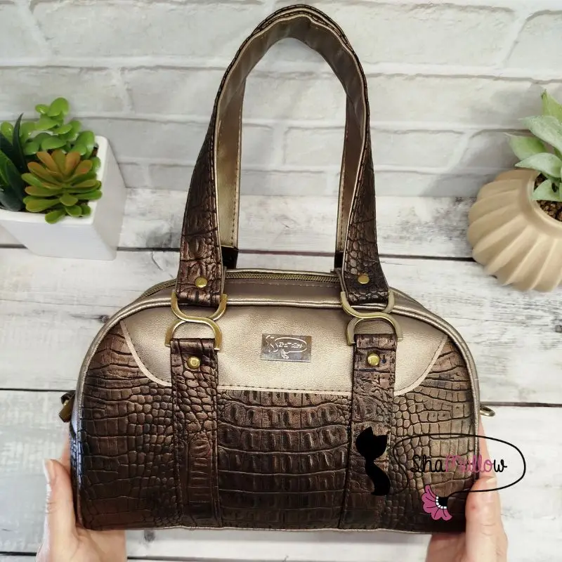 Sac rétro croco marron